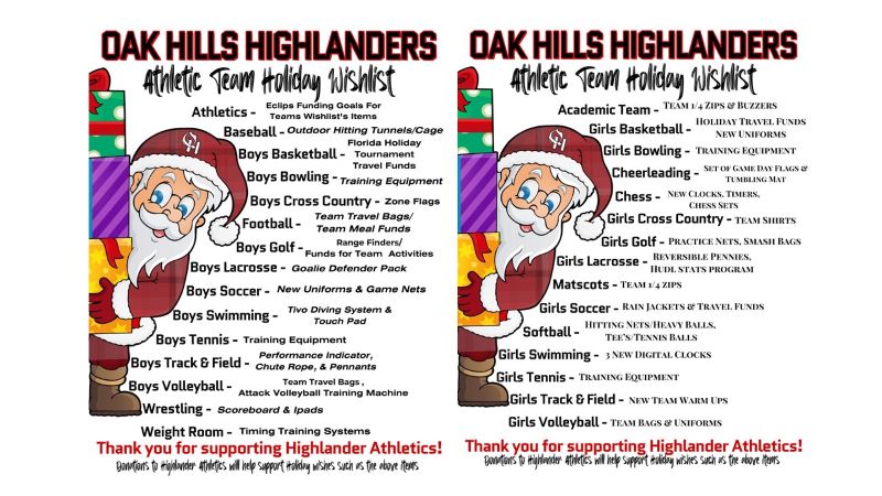 2023 Athletics Holiday WishList